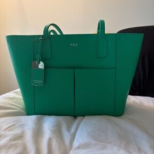 Lauren Ralph Lauren Women's Newbury Handbag Leather by Green